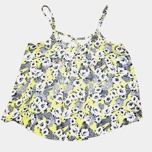 Torrid Plus 1 1X 14 16 Yellow Floral Sheer Babydoll Tank Top Shirt Cami